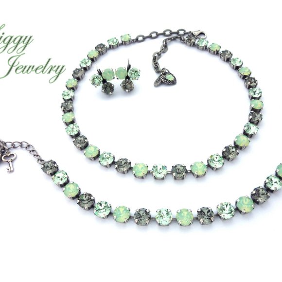 Swarovski 3-Piece Jewelry Set, Mint Green and Gray - Picture 4 of 8